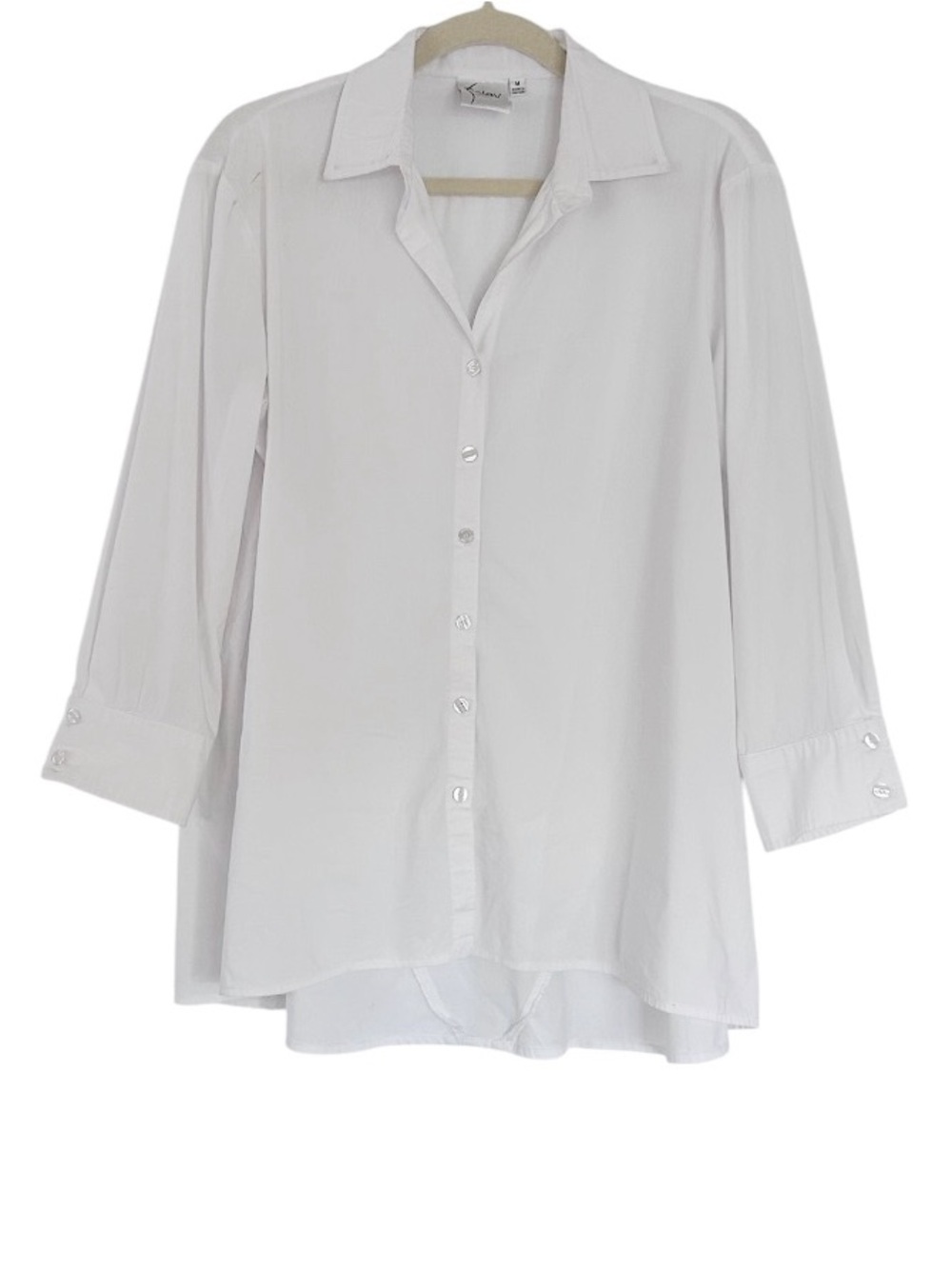 Finley Silky Poplin Button Front Top Size Medium White MSRP 240.00